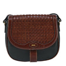 BALLY Shoulder Bag Leather Brown Green Auth ti2296-13