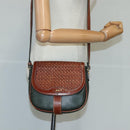 BALLY Shoulder Bag Leather Brown Green Auth ti2296-21