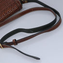 BALLY Shoulder Bag Leather Brown Green Auth ti2296-7