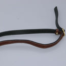 BALLY Shoulder Bag Leather Brown Green Auth ti2296-8