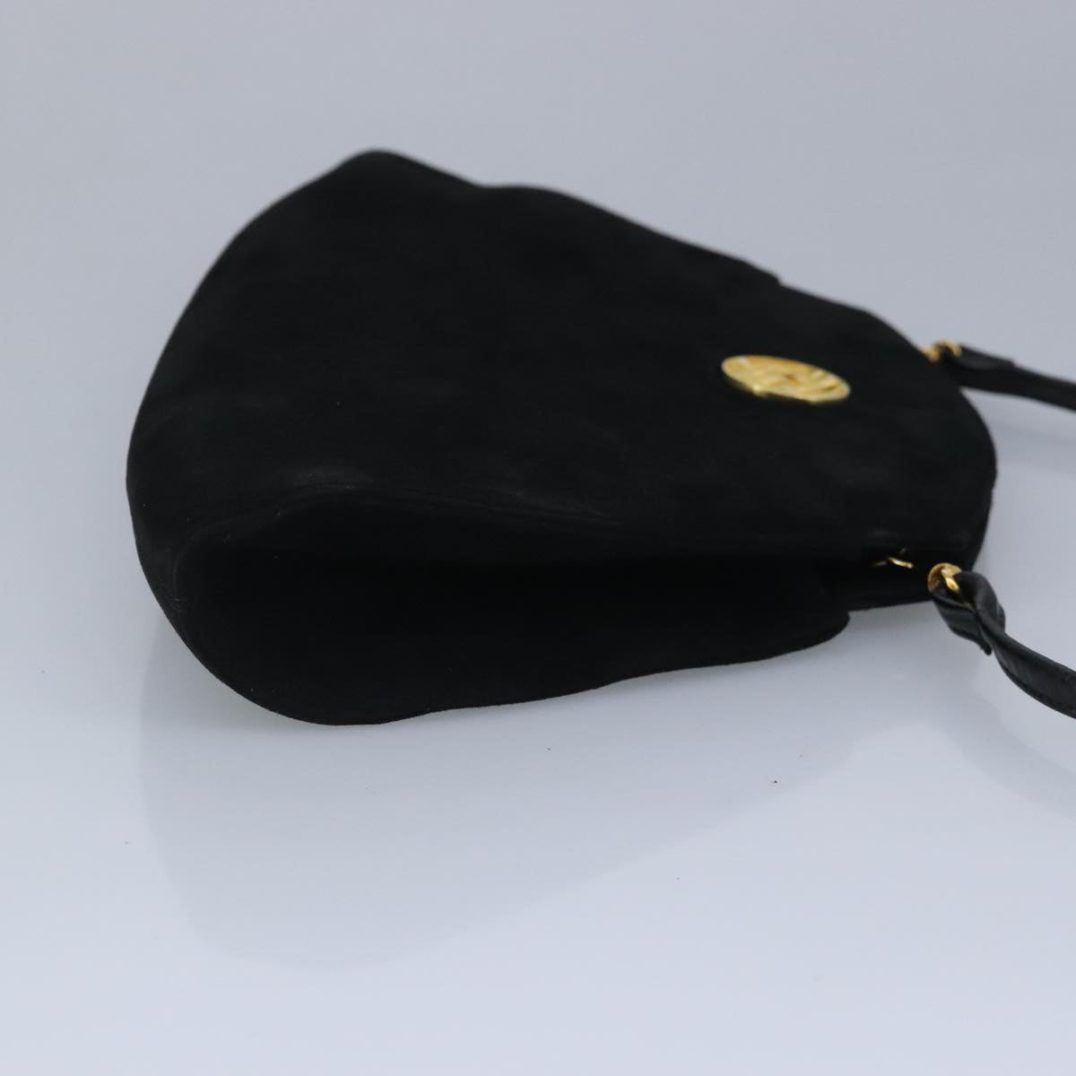 BALLY Shoulder Bag Suede Black Auth ti2298