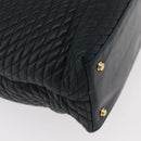 BALLY Quilted Chain Shoulder Bag Leather Navy Auth ti2299-9