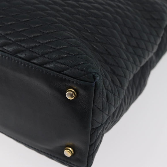 BALLY Quilted Chain Shoulder Bag Leather Navy Auth ti2299