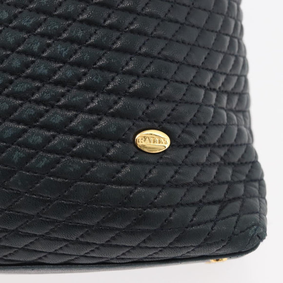 BALLY Quilted Chain Shoulder Bag Leather Navy Auth ti2299