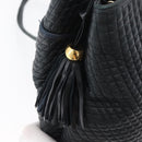 BALLY Quilted Chain Shoulder Bag Leather Navy Auth ti2299-19