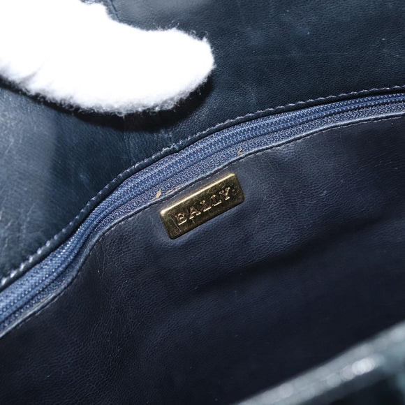 BALLY Quilted Chain Shoulder Bag Leather Navy Auth ti2299