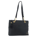 BALLY Quilted Chain Shoulder Bag Leather Navy Auth ti2299-1