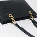BALLY Quilted Chain Shoulder Bag Leather Navy Auth ti2299-7