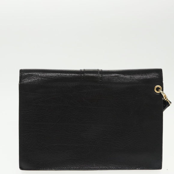 BALLY Clutch Bag Leather 3 Set Black Auth ti2300