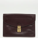 BALLY Clutch Bag Leather 3Set Black Auth ti2300-2