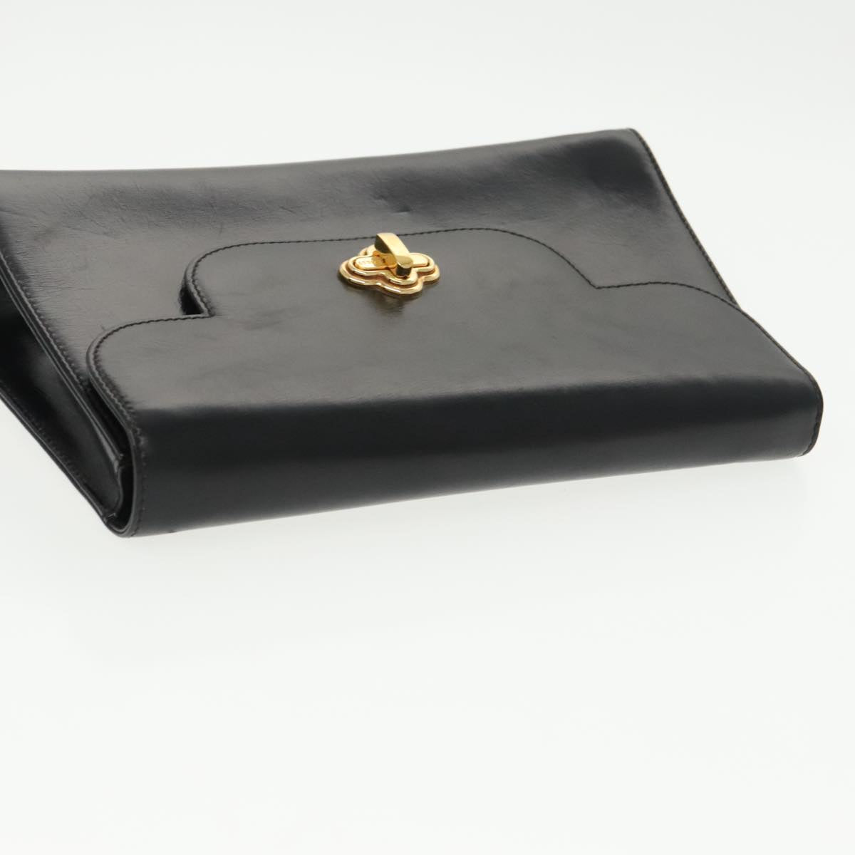 BALLY Clutch Bag Leather 3Set Black Auth ti2300