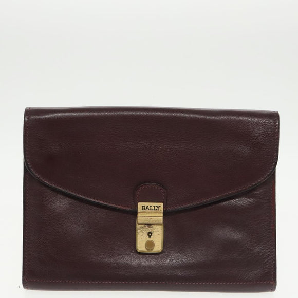 BALLY Clutch Bag Leather 3 Set Black Auth ti2300