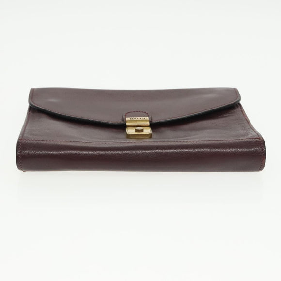 BALLY Clutch Bag Leather 3 Set Black Auth ti2300