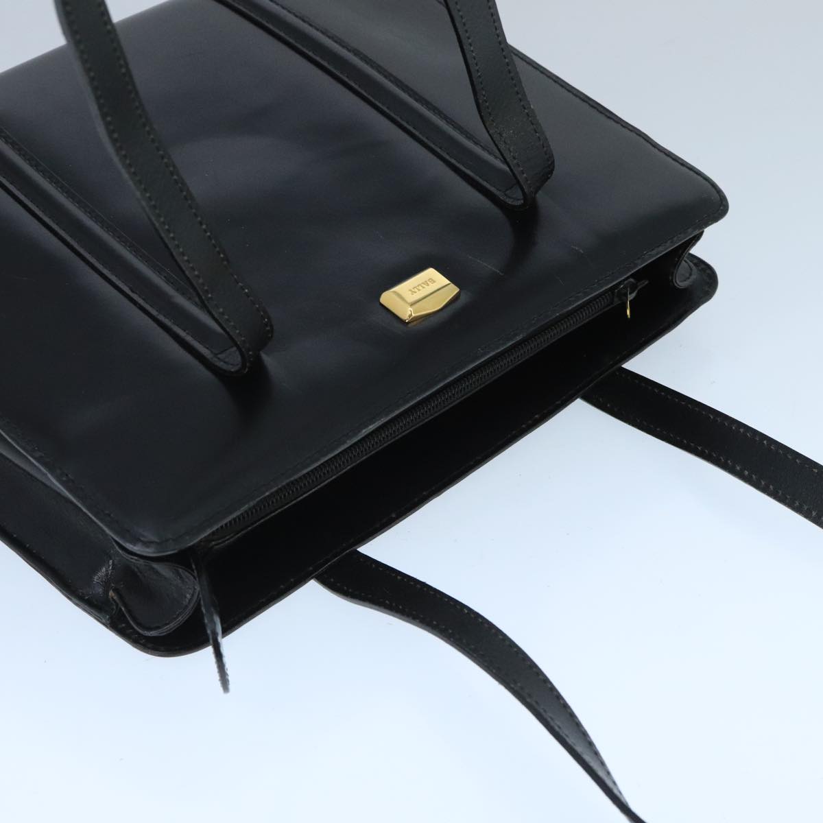 BALLY Shoulder Bag Leather Black Gold Auth ti2301