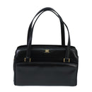 BALLY Hand Bag Leather Black Gold Auth ti2302-13