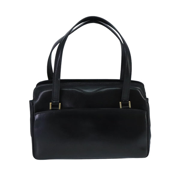 BALLY Hand Bag Leather Black Gold Auth ti2302