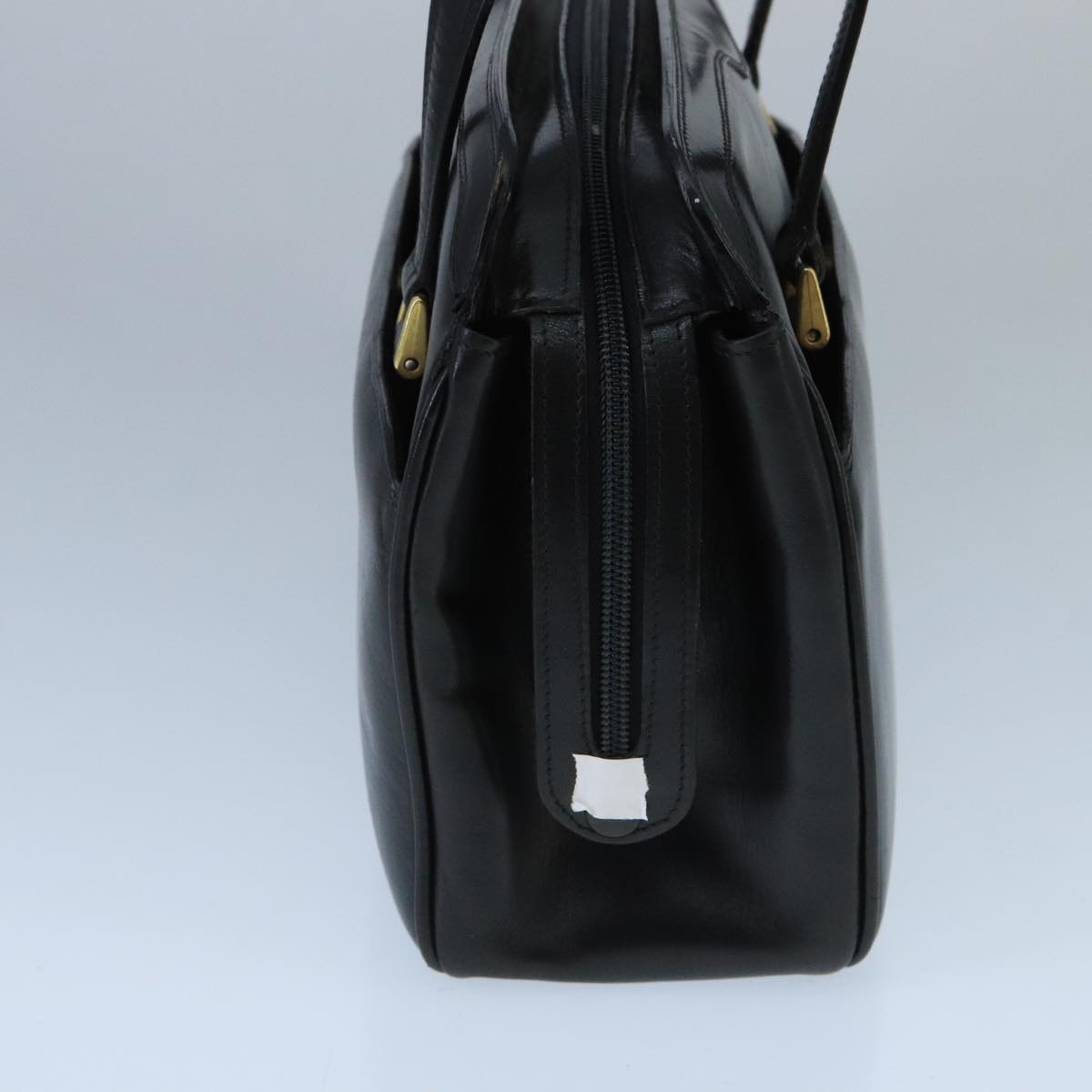 BALLY Hand Bag Leather Black Gold Auth ti2302