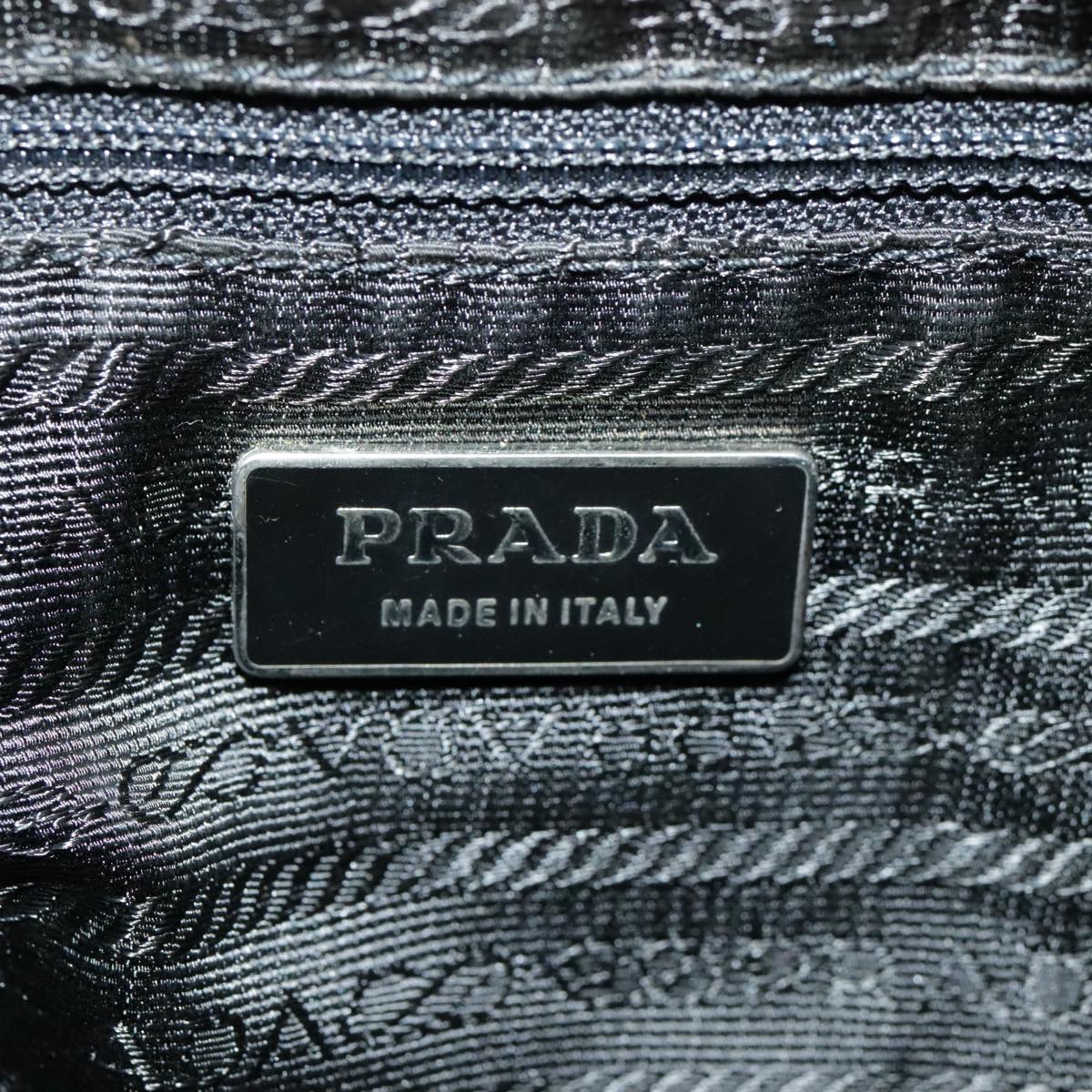 PRADA Shoulder Bag Nylon Khaki Black Silver Auth ti2306