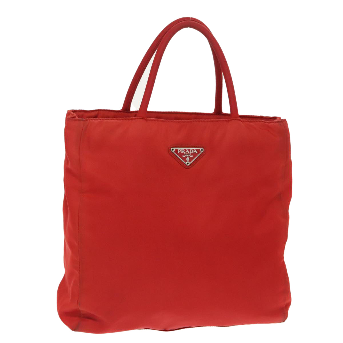 PRADA Hand Bag Nylon Red Silver Auth ti2309