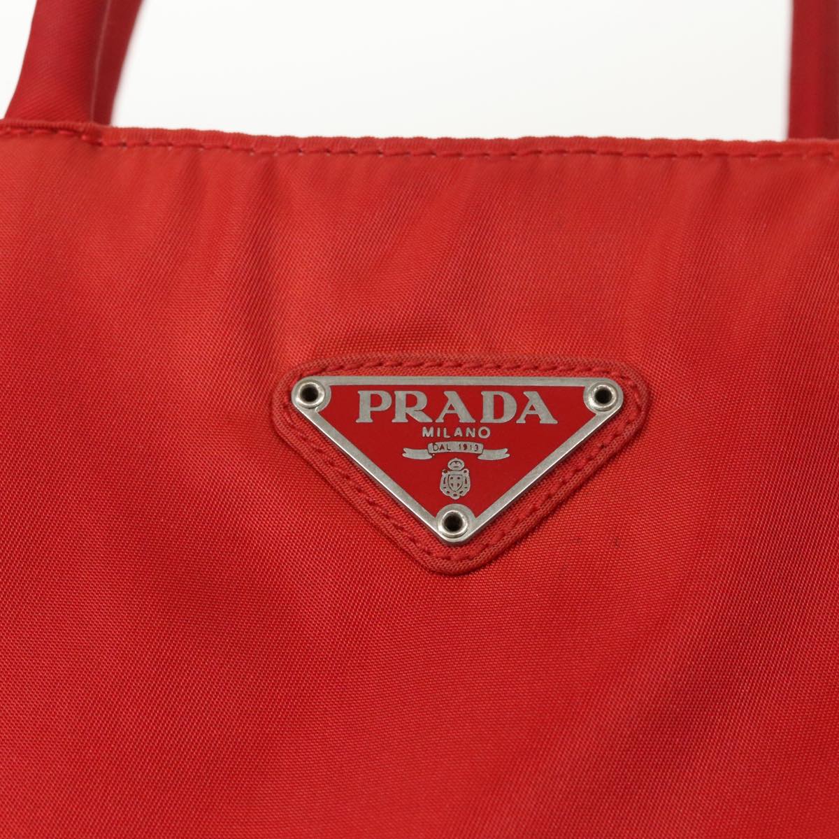 PRADA Hand Bag Nylon Red Silver Auth ti2309