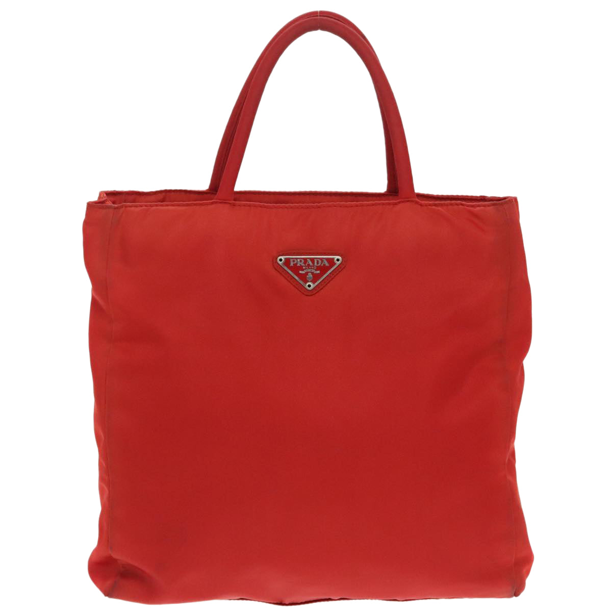 PRADA Hand Bag Nylon Red Silver Auth ti2309 - 0