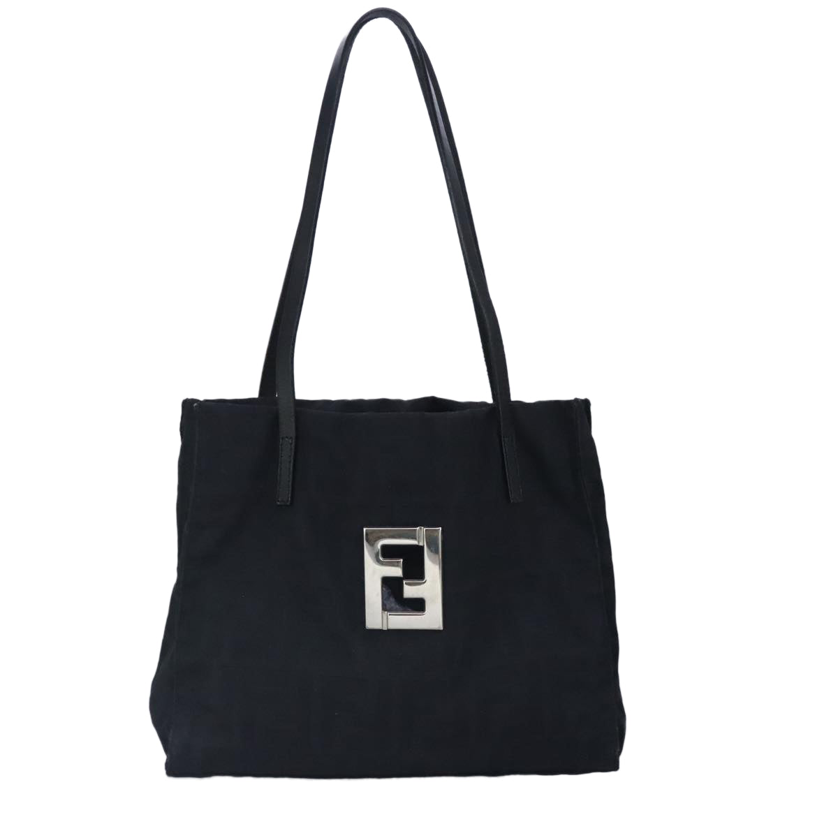 FENDI Zucca Canvas Hand Bag Nylon Black Auth ti2314