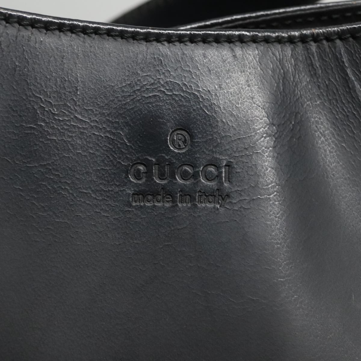 GUCCI Shoulder Bag Leather Black Silver 001 3298 Auth ti2316