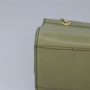 CELINE Hand Bag Leather Khaki Auth ti2319-10