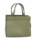 CELINE Hand Bag Leather Khaki Auth ti2319-2