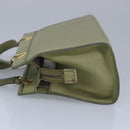 CELINE Hand Bag Leather Khaki Auth ti2319-4
