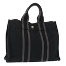 HERMES Fourre Tout PM Hand Bag Canvas Black Silver Auth ti2320-1