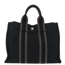 HERMES Fourre Tout PM Hand Bag Canvas Black Silver Auth ti2320-13