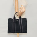 HERMES Fourre Tout PM Hand Bag Canvas Black Silver Auth ti2320-22