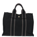 HERMES Fourre Tout PM Hand Bag Canvas Black Silver Auth ti2320-2