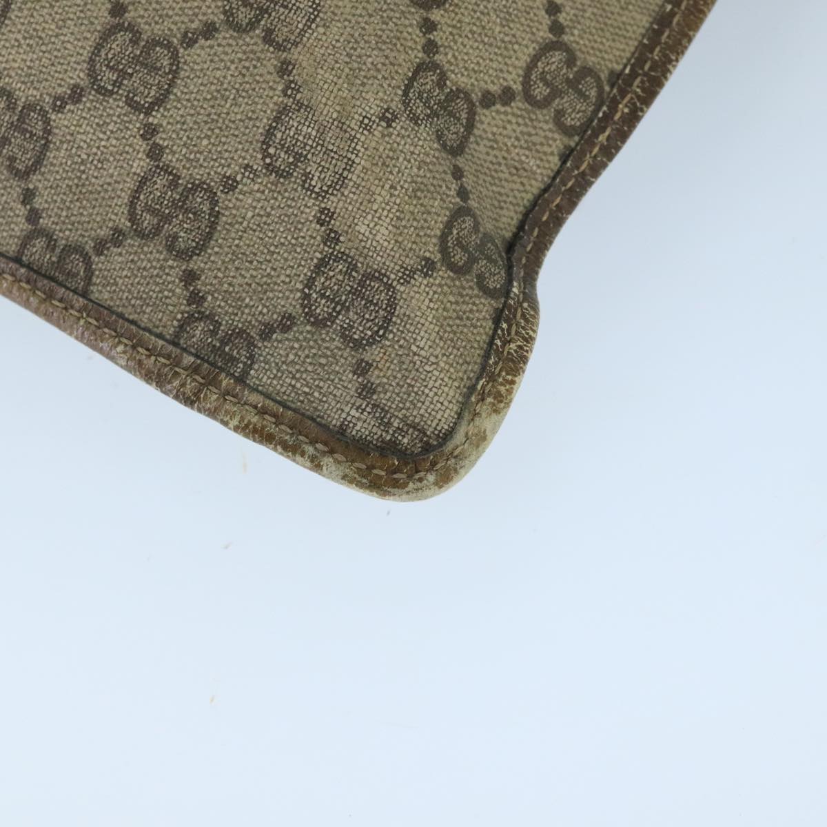 GUCCI GG Supreme Web Sherry Line Clutch Bag PVC Leather Beige Gold Auth ti2330