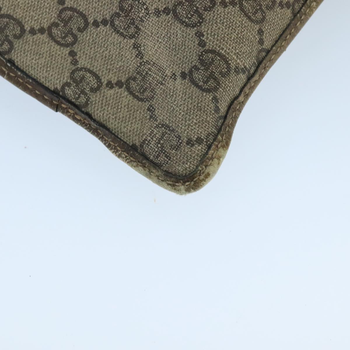 GUCCI GG Supreme Web Sherry Line Clutch Bag PVC Leather Beige Gold Auth ti2330