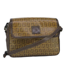 FENDI Zucchino Canvas Shoulder Bag Coated Canvas Brown Auth ti2336-1