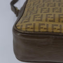 FENDI Zucchino Canvas Shoulder Bag Coated Canvas Brown Auth ti2336-16