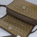 FENDI Zucchino Canvas Shoulder Bag Coated Canvas Brown Auth ti2336-9