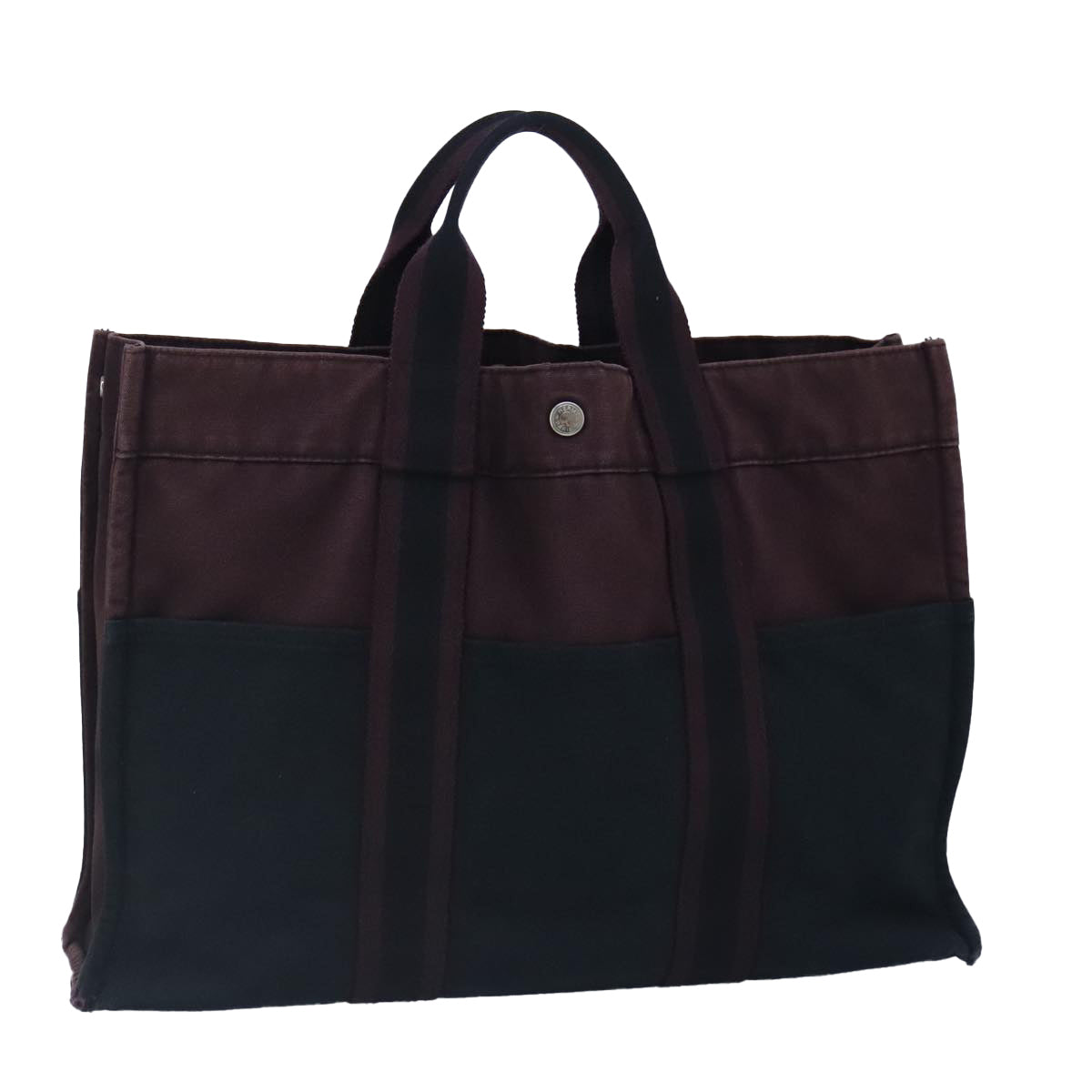 HERMES Fourre Tout MM Tote Bag Canvas Bordeaux Auth ti2339