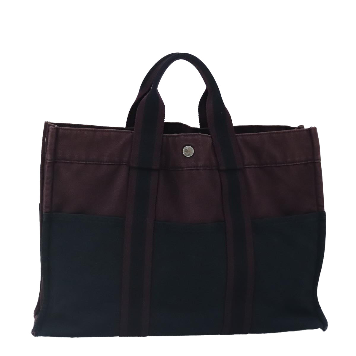 HERMES Fourre Tout MM Tote Bag Canvas Bordeaux Auth ti2339