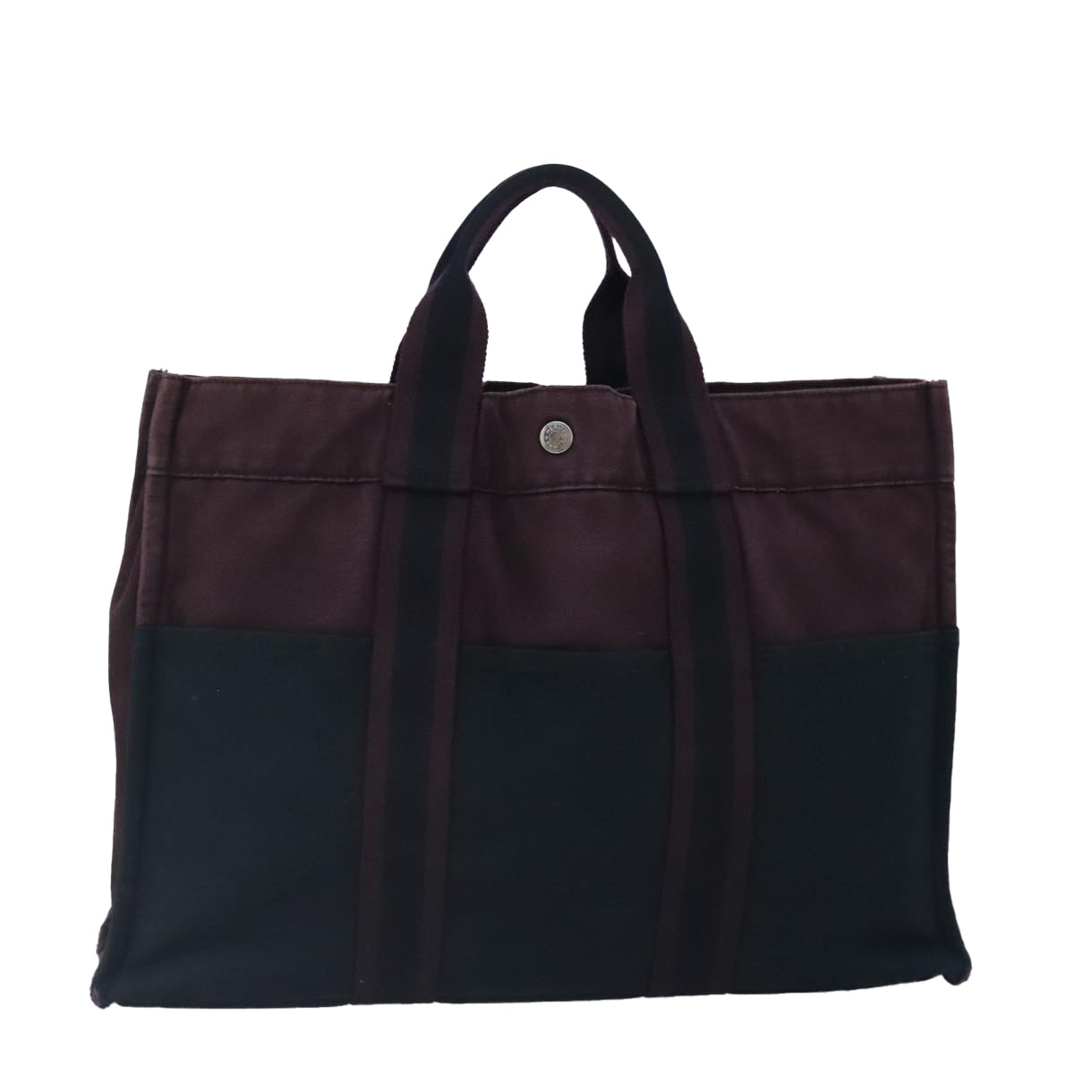 HERMES Fourre Tout MM Tote Bag Canvas Bordeaux Auth ti2339 - 0