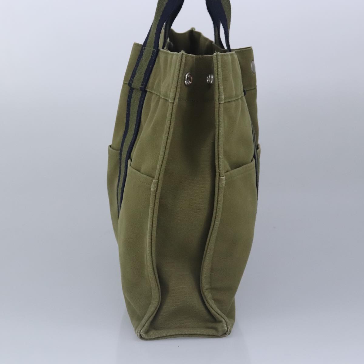 HERMES Fourre Tout MM Tote Bag Canvas Khaki Auth ti2341