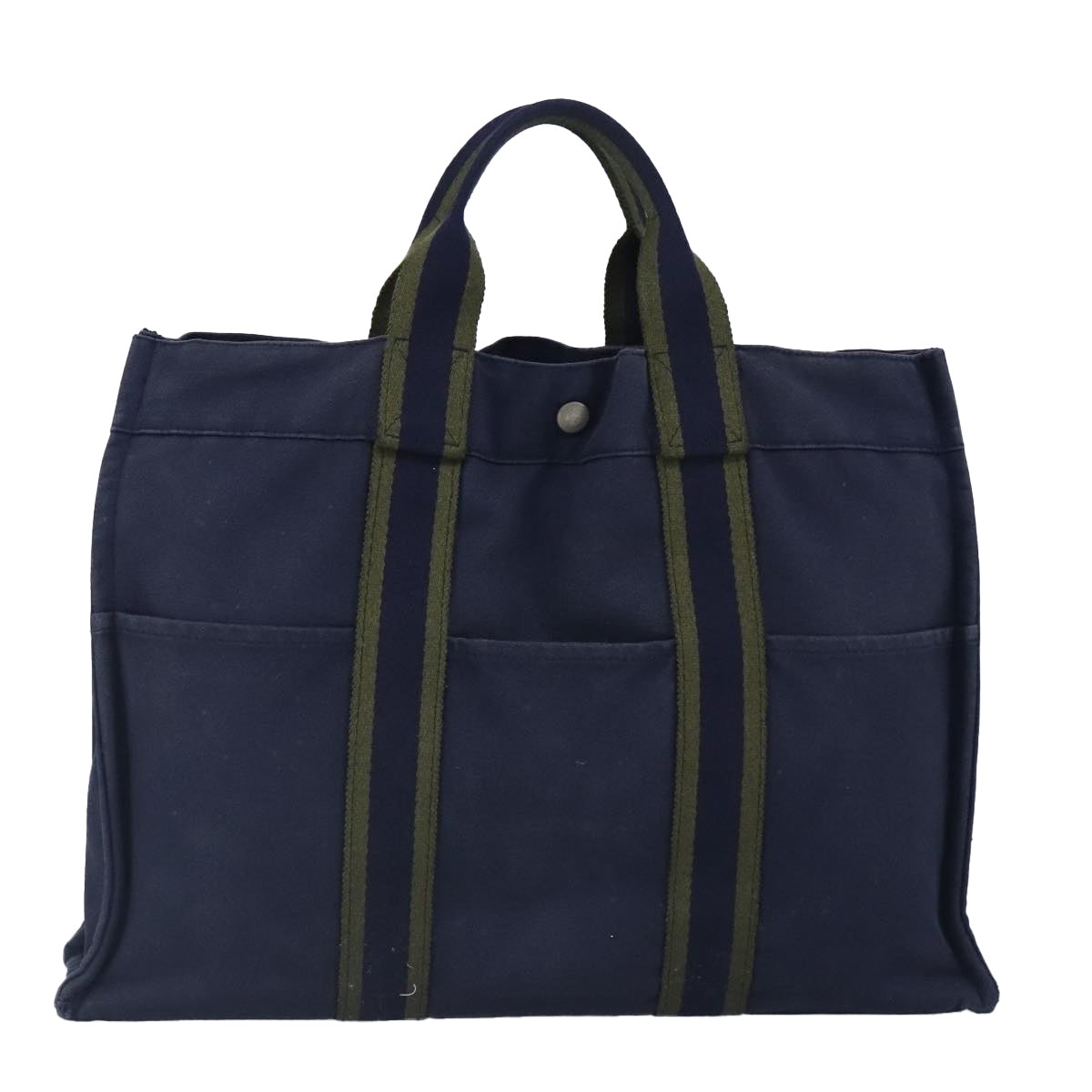 HERMES Fourre Tout MM Tote Bag Canvas Navy Auth ti2342 - 0