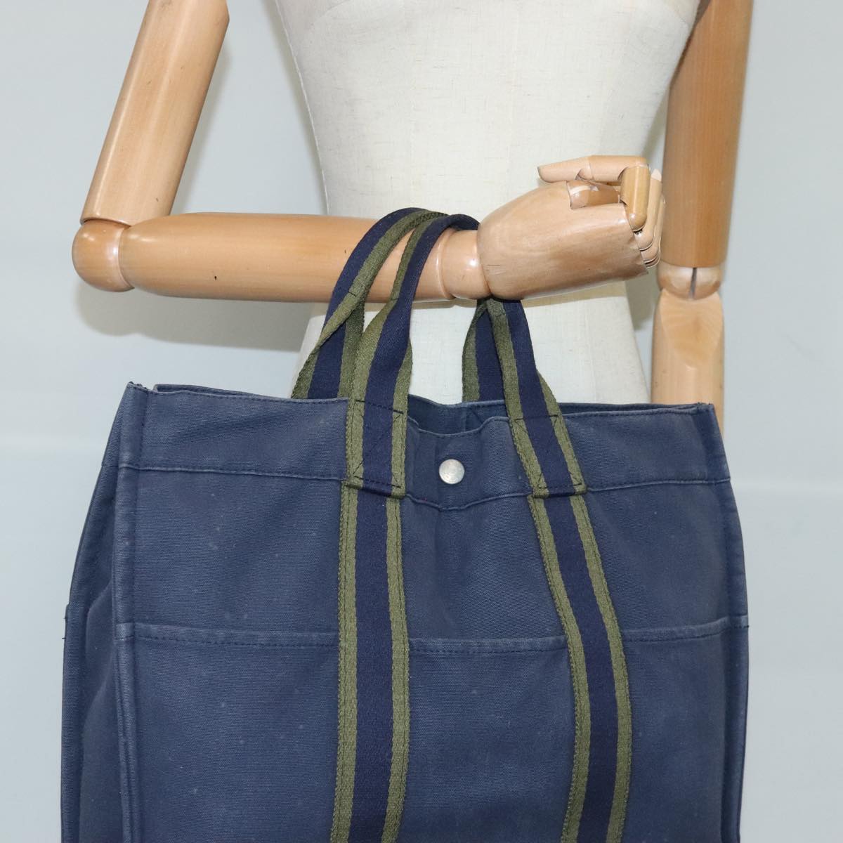 HERMES Fourre Tout MM Tote Bag Canvas Navy Auth ti2342