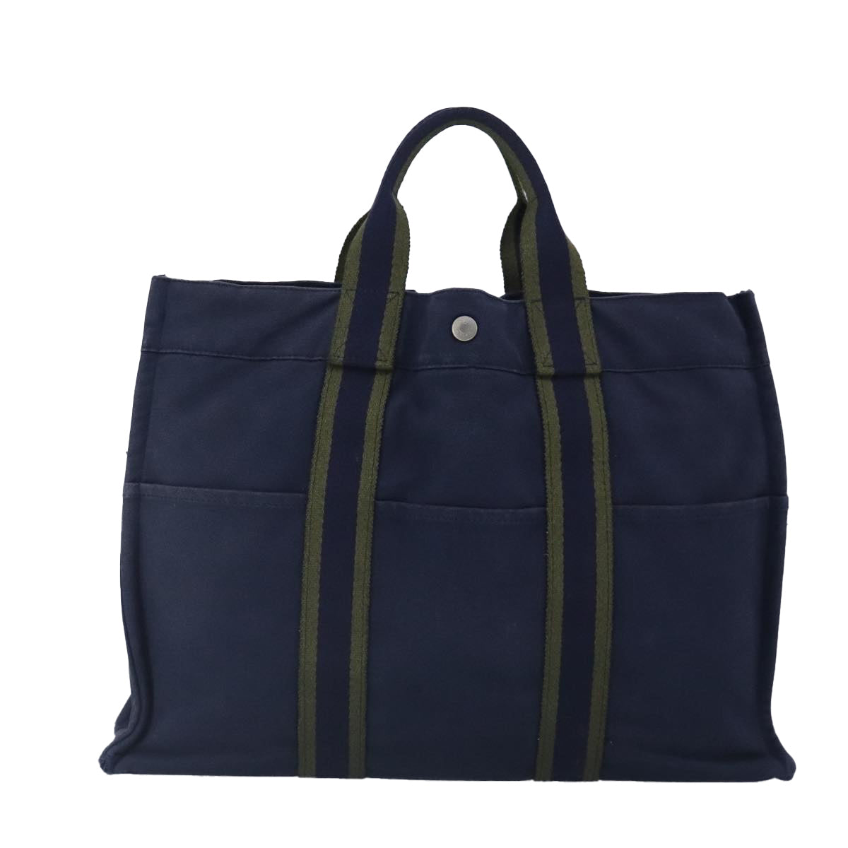 HERMES Fourre Tout MM Tote Bag Canvas Navy Auth ti2342