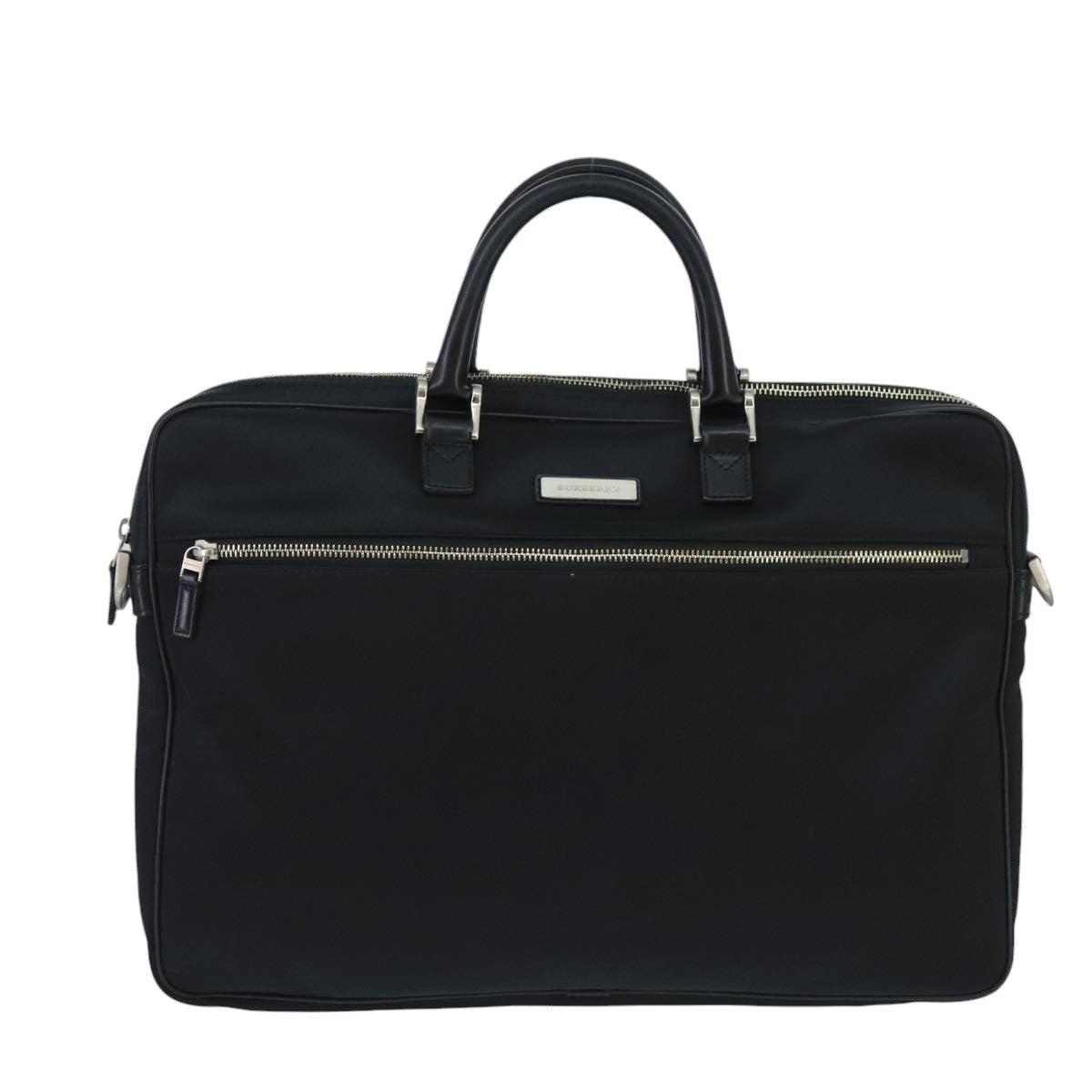 BURBERRY Business Bag Nylon Black Silver Auth ti2345 - 0