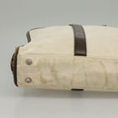 BURBERRY Black label Hand Bag Canvas White Silver Auth ti2347-20