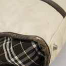 BURBERRY Black label Hand Bag Canvas White Silver Auth ti2347-8