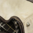 BURBERRY Black label Hand Bag Canvas White Silver Auth ti2347-22